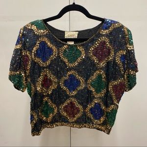SNF Vintage Retro 80’s 90’s Disco Sequined Blouse